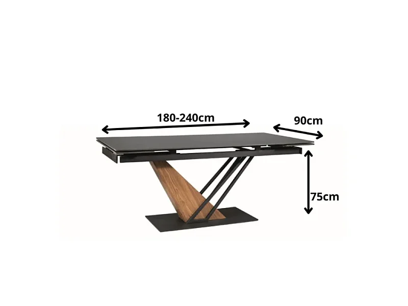 Stół rozkładany GENESIS 180(240)x90 czarny marmur/jesion