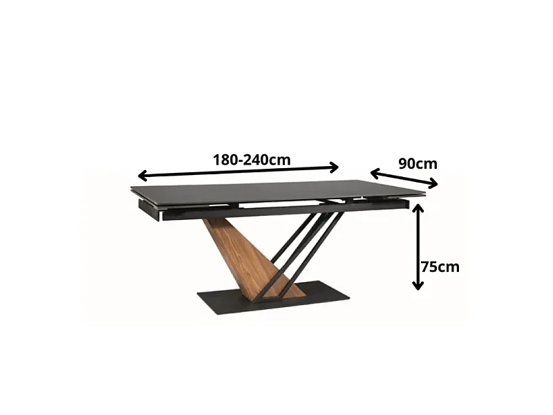 Stół rozkładany GENESIS 180(240)x90 czarny marmur/jesion