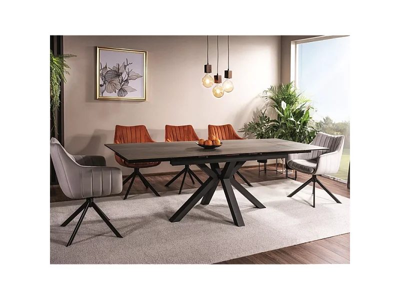 Stół rozkładany COLUMBUS CERAMIC 160(240)x90 brązowy/czarny mat