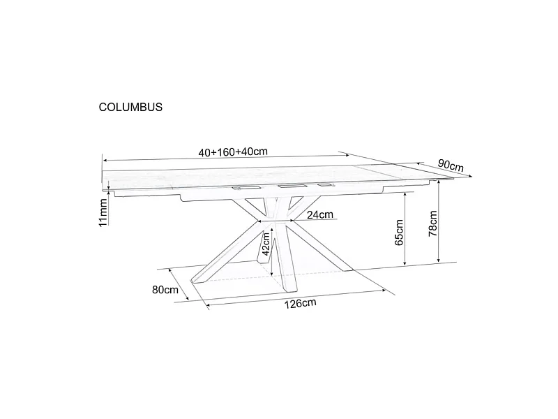 Stół rozkładany COLUMBUS CERAMIC 160(240)x90 brązowy/czarny mat