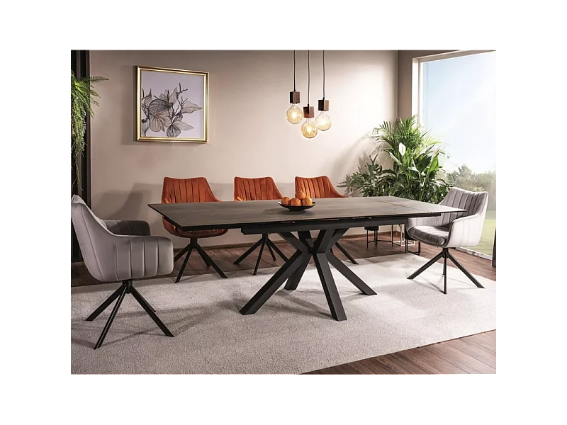 Stół rozkładany COLUMBUS CERAMIC 160(240)x90 brązowy/czarny mat