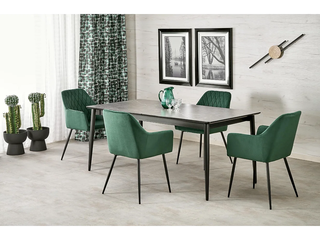 Stół rozkładany CHARLES 180(260)x90 szary marmur/czarny