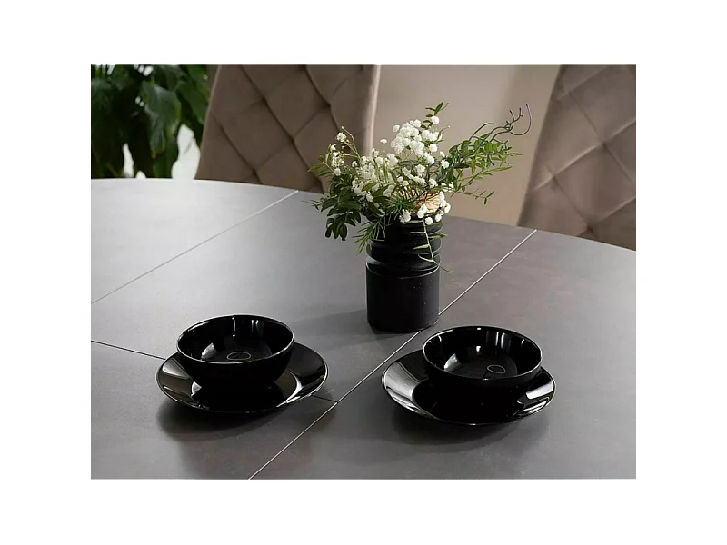 Stół rozkładany PORTO CERAMIC 120(160)x120 ciemnoszary/czarny mat