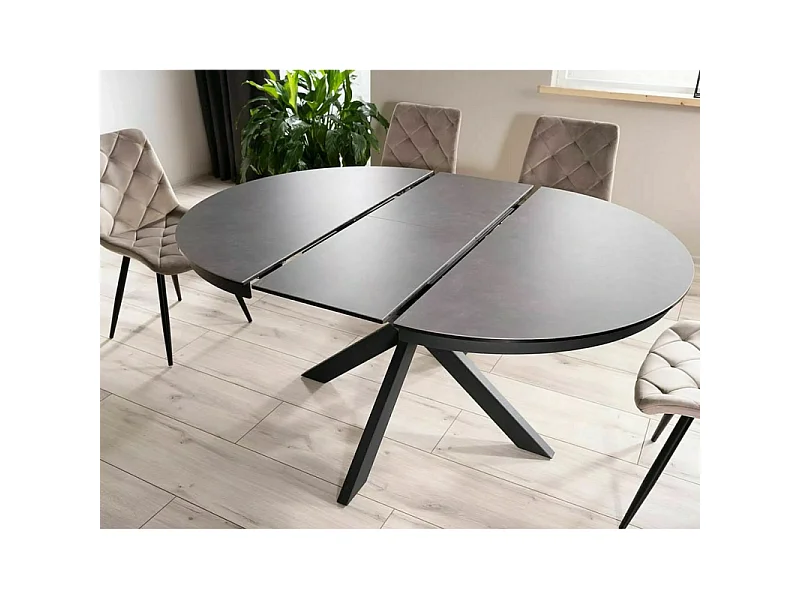 Stół rozkładany PORTO CERAMIC 120(160)x120 ciemnoszary/czarny mat