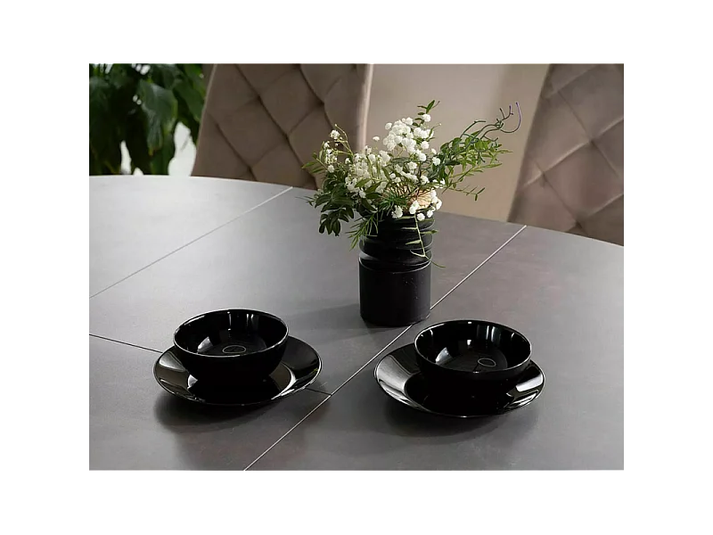 Stół rozkładany PORTO CERAMIC 120(160)x120 ciemnoszary/czarny mat