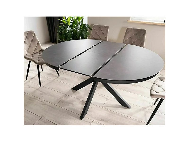 Stół rozkładany PORTO CERAMIC 120(160)x120 ciemnoszary/czarny mat