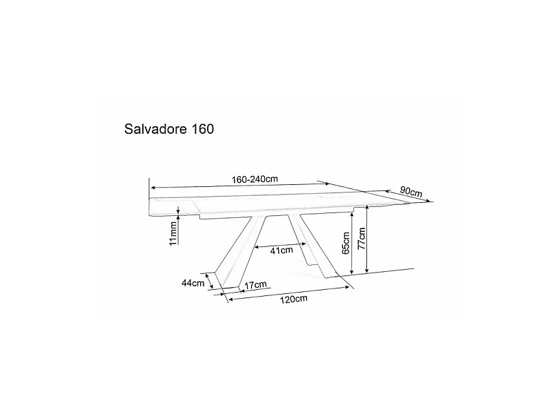 Stół rozkładany SALVADORE CERAMIC 160(240)x90 czarny sahara noir