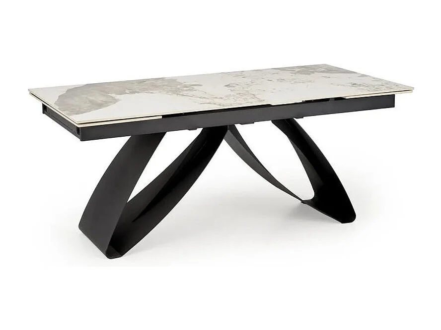Stół rozkładany HILARIO 180(260)x90 beżowy marmur/czarny