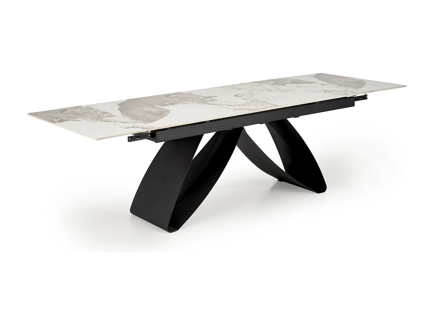 Stół rozkładany HILARIO 180(260)x90 beżowy marmur/czarny