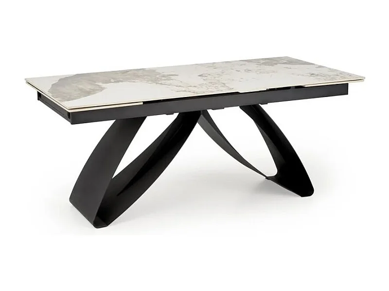 Stół rozkładany HILARIO 180(260)x90 beżowy marmur/czarny
