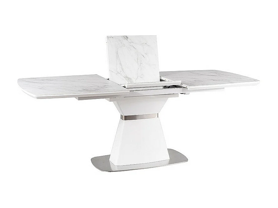 Stół SATURN II CERAMIC 160(210)x90 biały marmur/biały mat rozkładany
