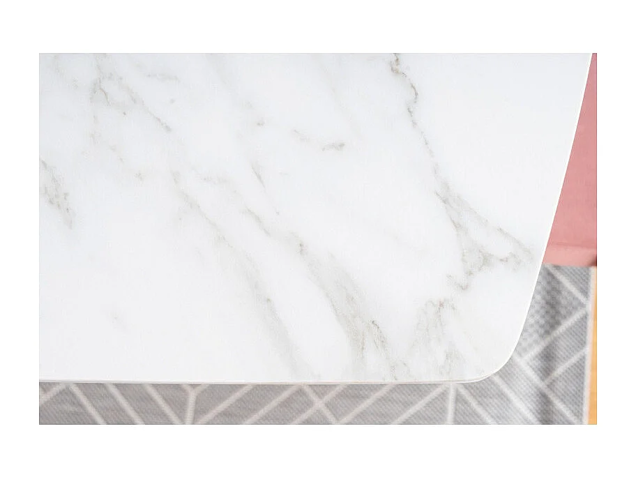 Stół SATURN II CERAMIC 160(210)x90 biały marmur/biały mat rozkładany