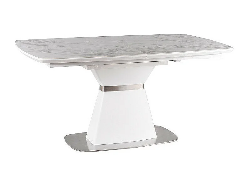 Stół SATURN II CERAMIC 160(210)x90 biały marmur/biały mat rozkładany