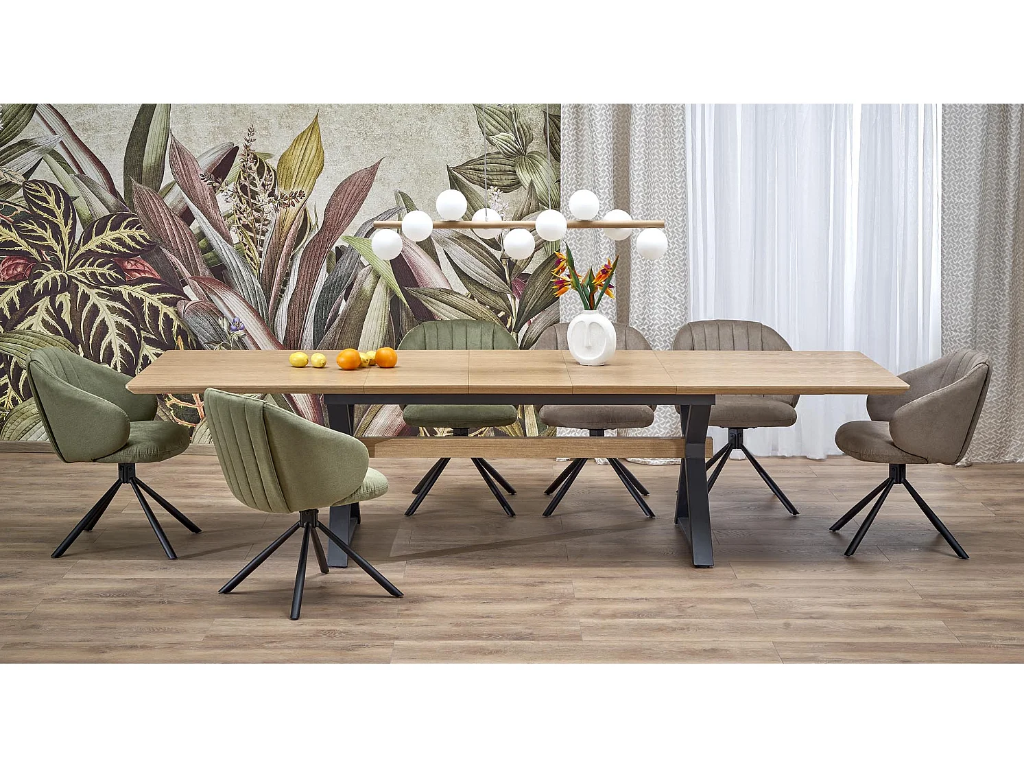 Stół rozkładany HENRY 180(300)x100 dąb naturalny/czarny