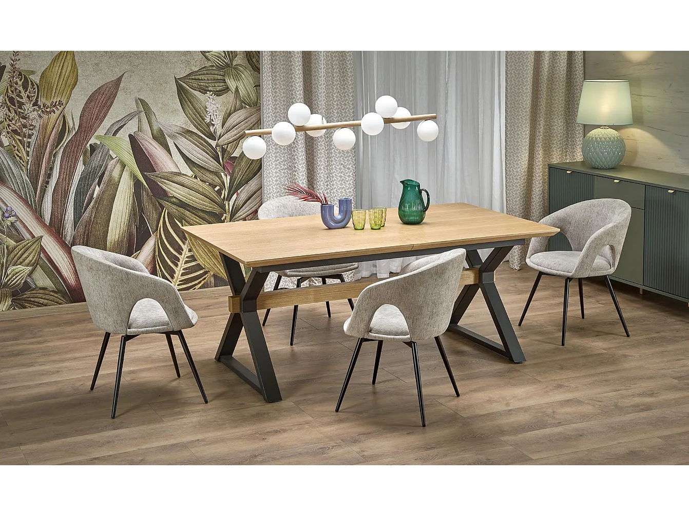 Stół rozkładany HENRY 180(300)x100 dąb naturalny/czarny