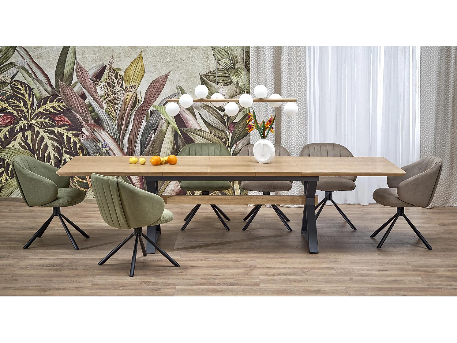 Stół rozkładany HENRY 180(300)x100 dąb naturalny/czarny