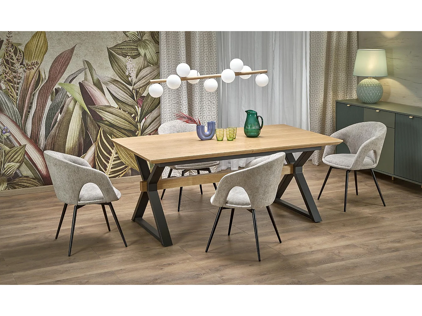 Stół rozkładany HENRY 180(300)x100 dąb naturalny/czarny