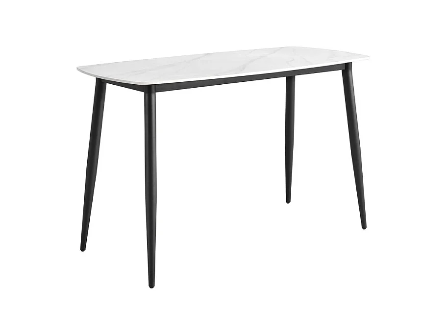 Table haute 140 cm plateau arrondi céramique blanc marbré - RYDER