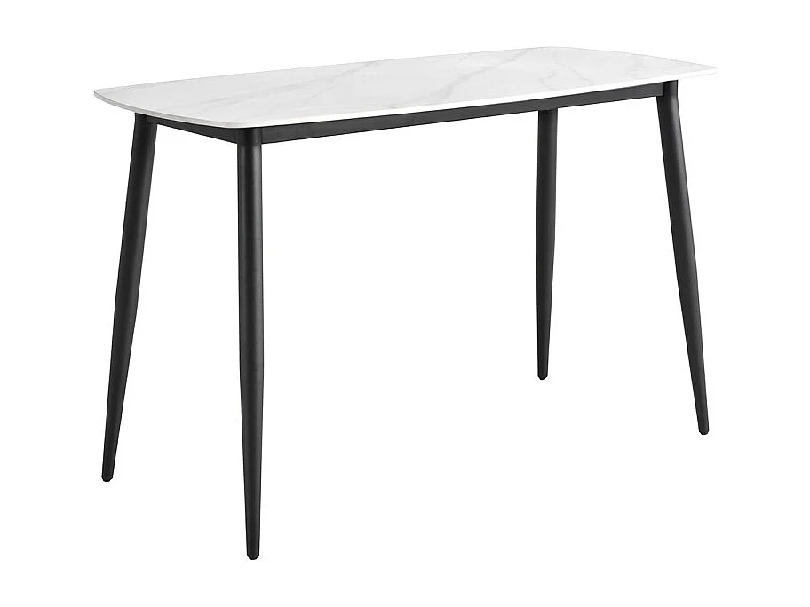 Table haute 140 cm plateau arrondi céramique blanc marbré - RYDER