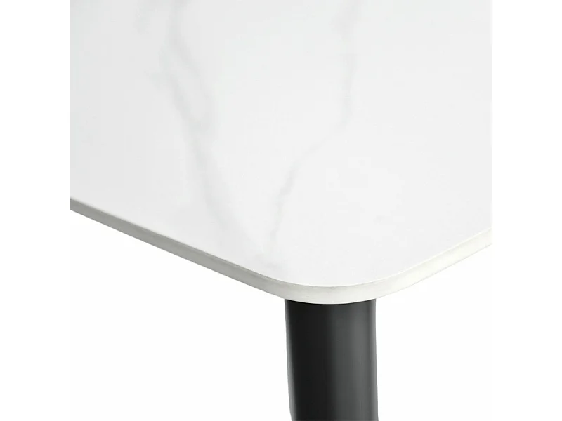 Table haute 140 cm plateau arrondi céramique blanc marbré - RYDER