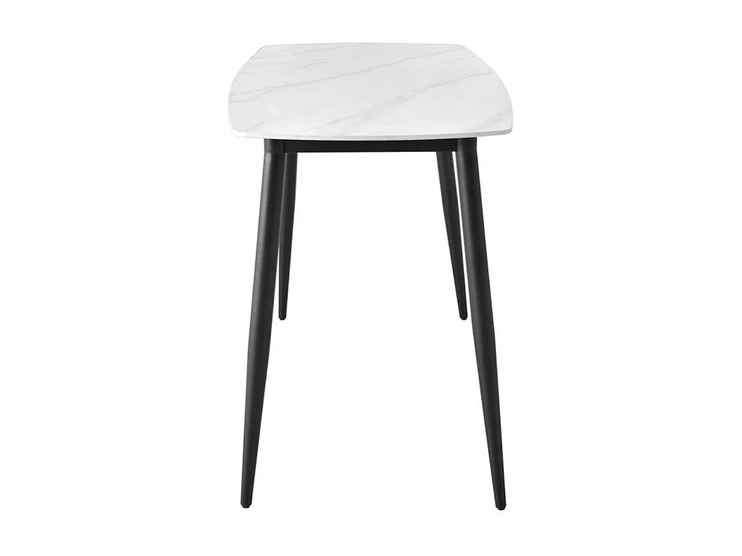 Table haute 140 cm plateau arrondi céramique blanc marbré - RYDER