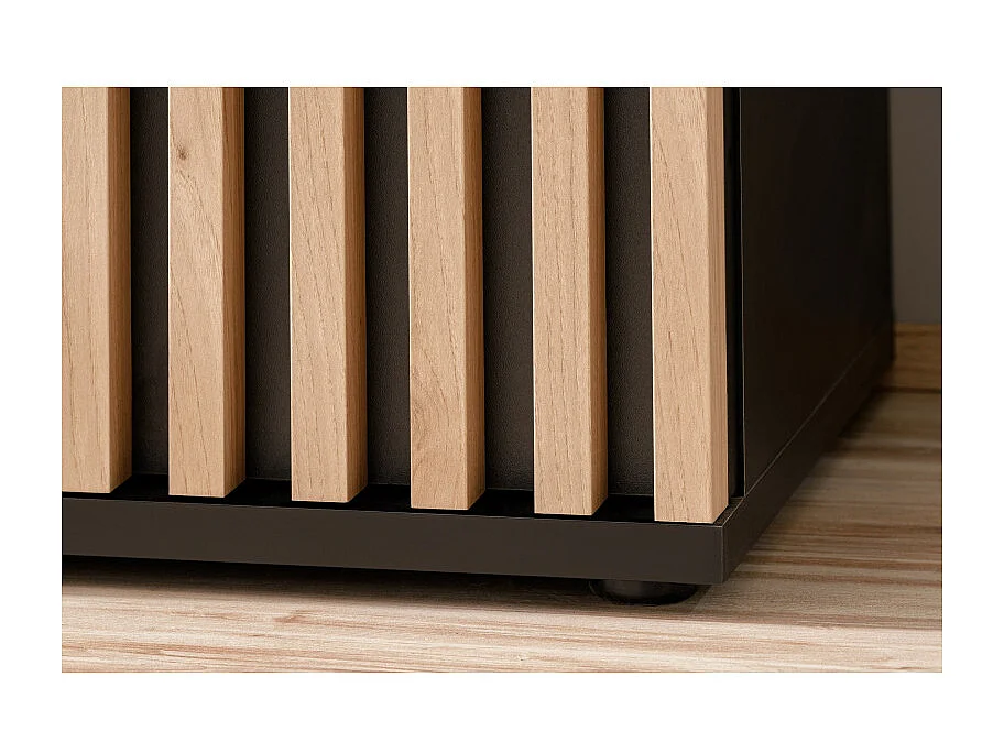 Witryna niska CAMERON LED hickory jackson/czarna