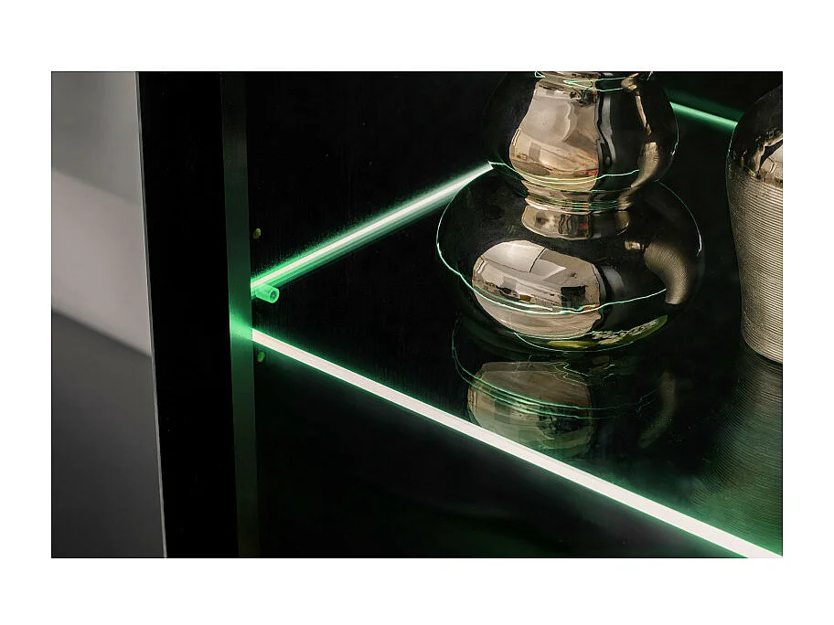 Witryna niska CAMERON LED hickory jackson/czarna