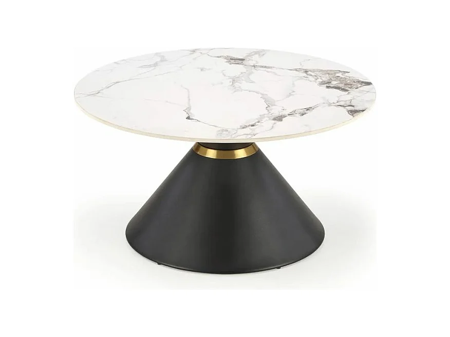 Stolik kawowy GORETTI 80x80 biały marmur/czarny