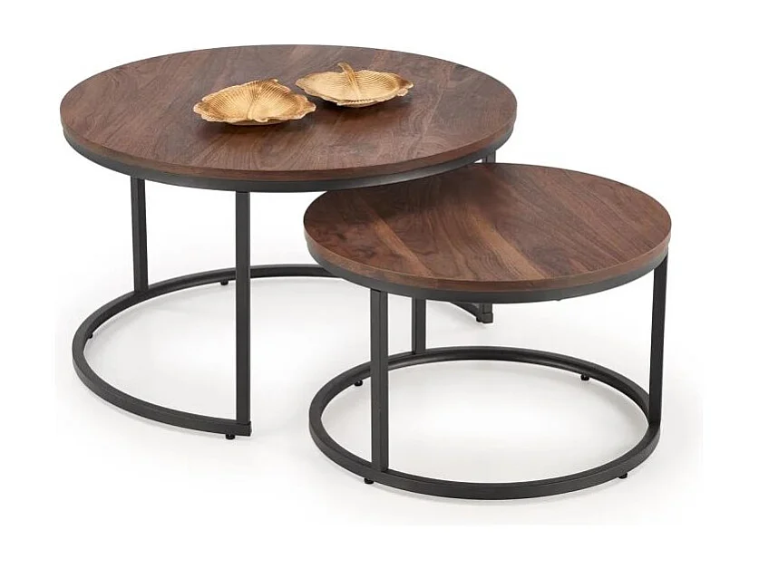 Zestaw 2 stolików JAVA orzech/czarny