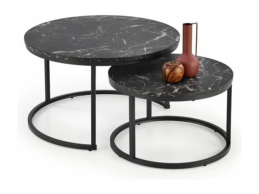 Zestaw 2 stolików JAVA czarny marmur