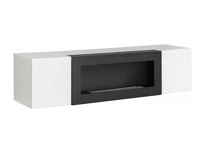 Komoda FLY 160 biały połysk/biały mat z biokominkiem