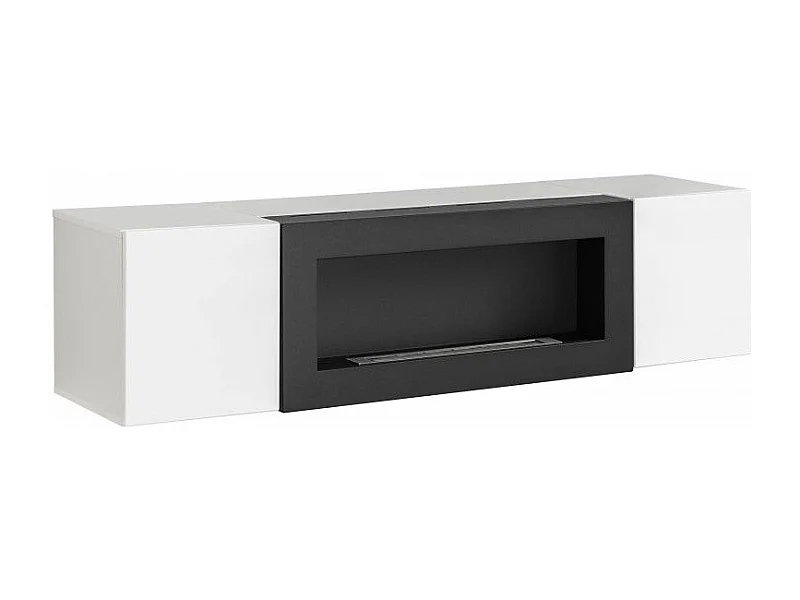 Komoda FLY 160 biały połysk/biały mat z biokominkiem