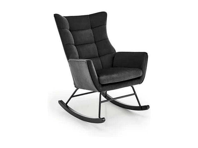 Rocking-chair design en velours noir avec accoudoirs Market