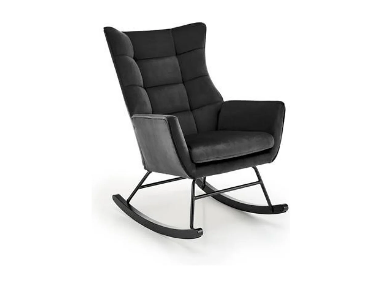Rocking-chair design en velours noir avec accoudoirs Market