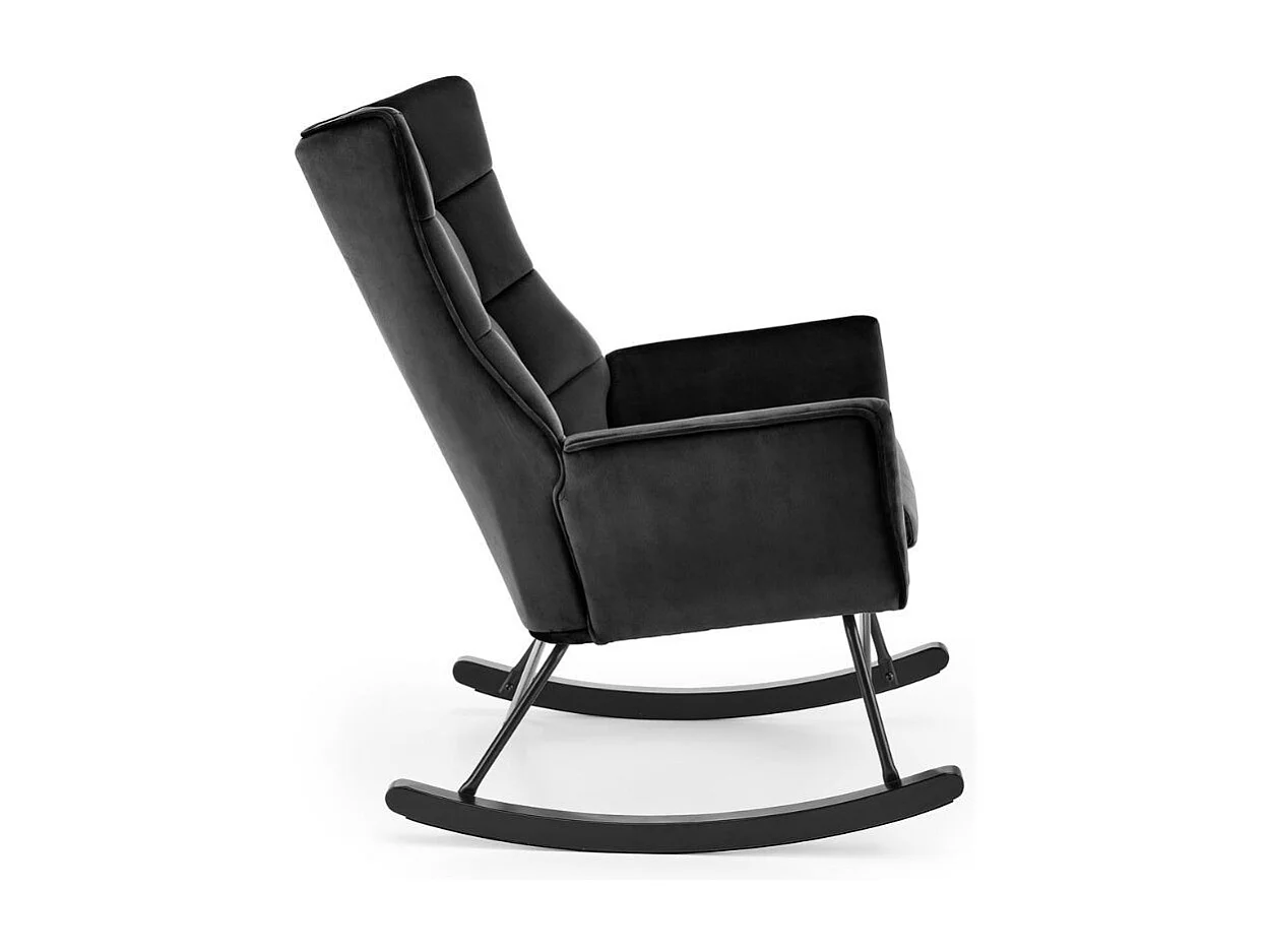 Rocking-chair design en velours noir avec accoudoirs Market