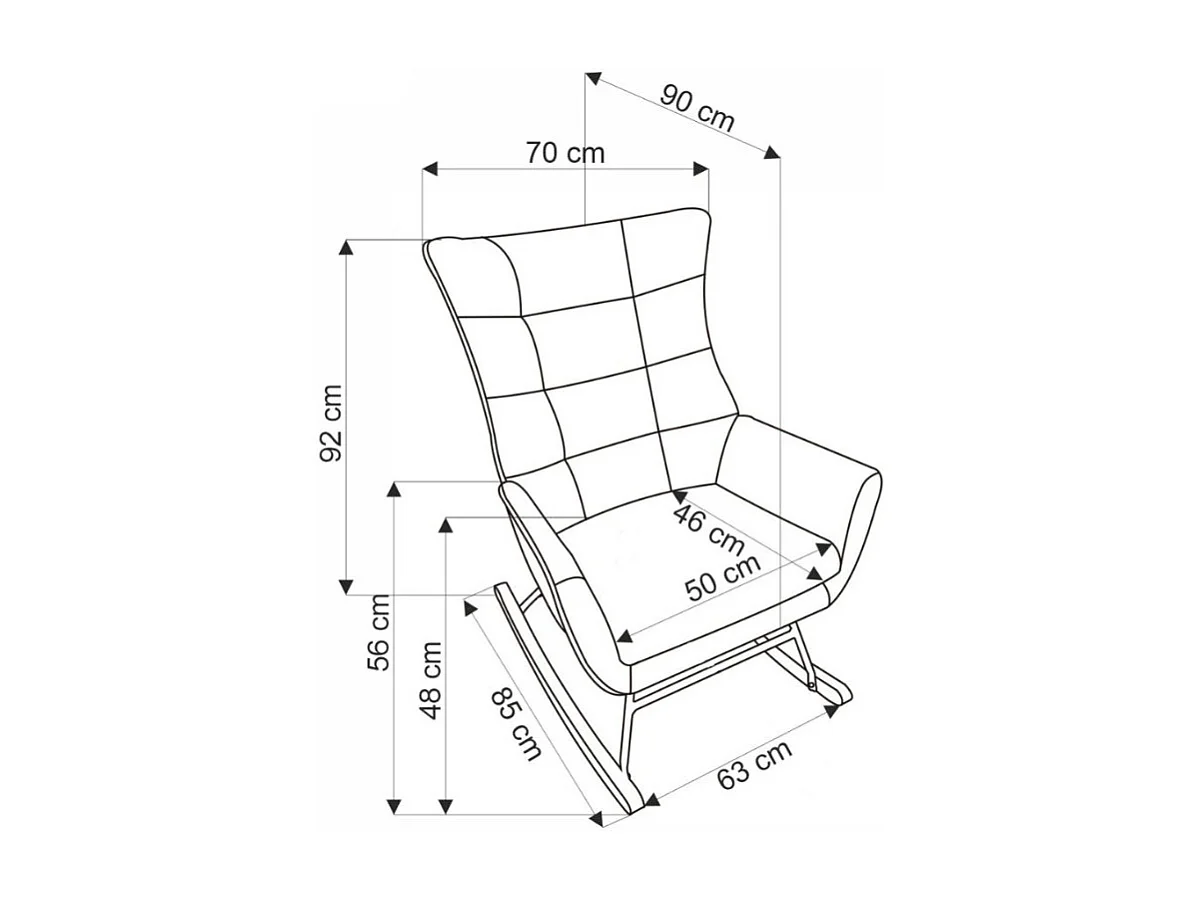 Rocking-chair design en velours noir avec accoudoirs Market
