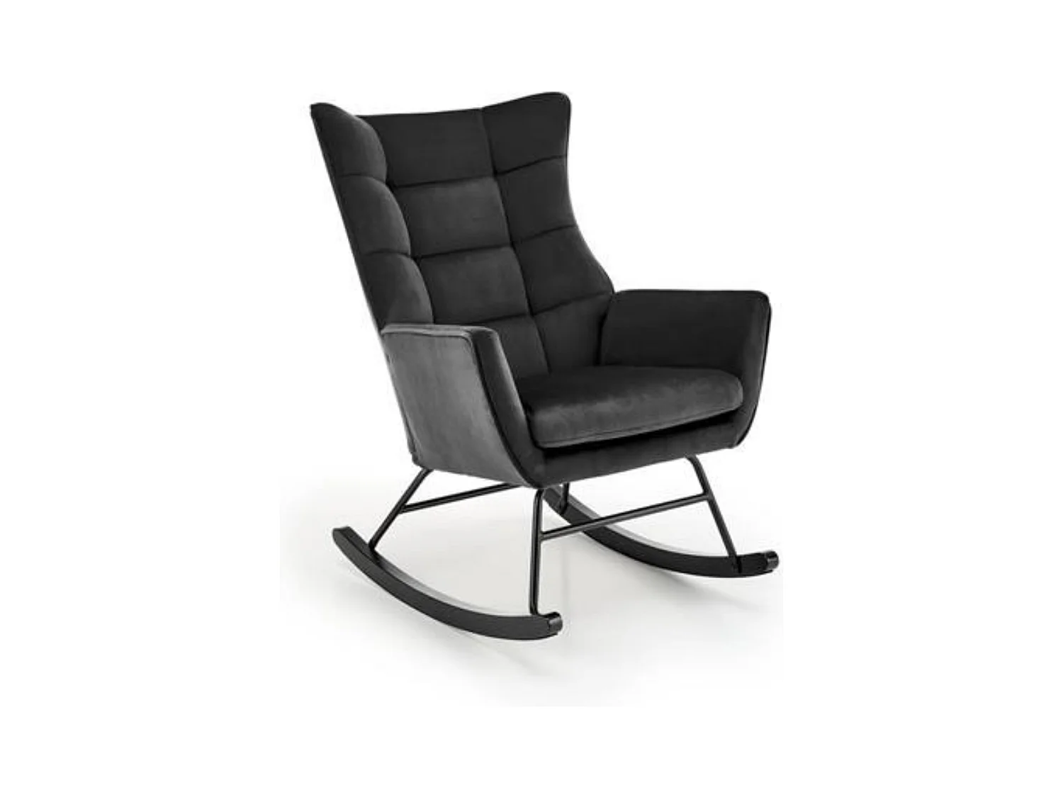 Rocking-chair design en velours noir avec accoudoirs Market