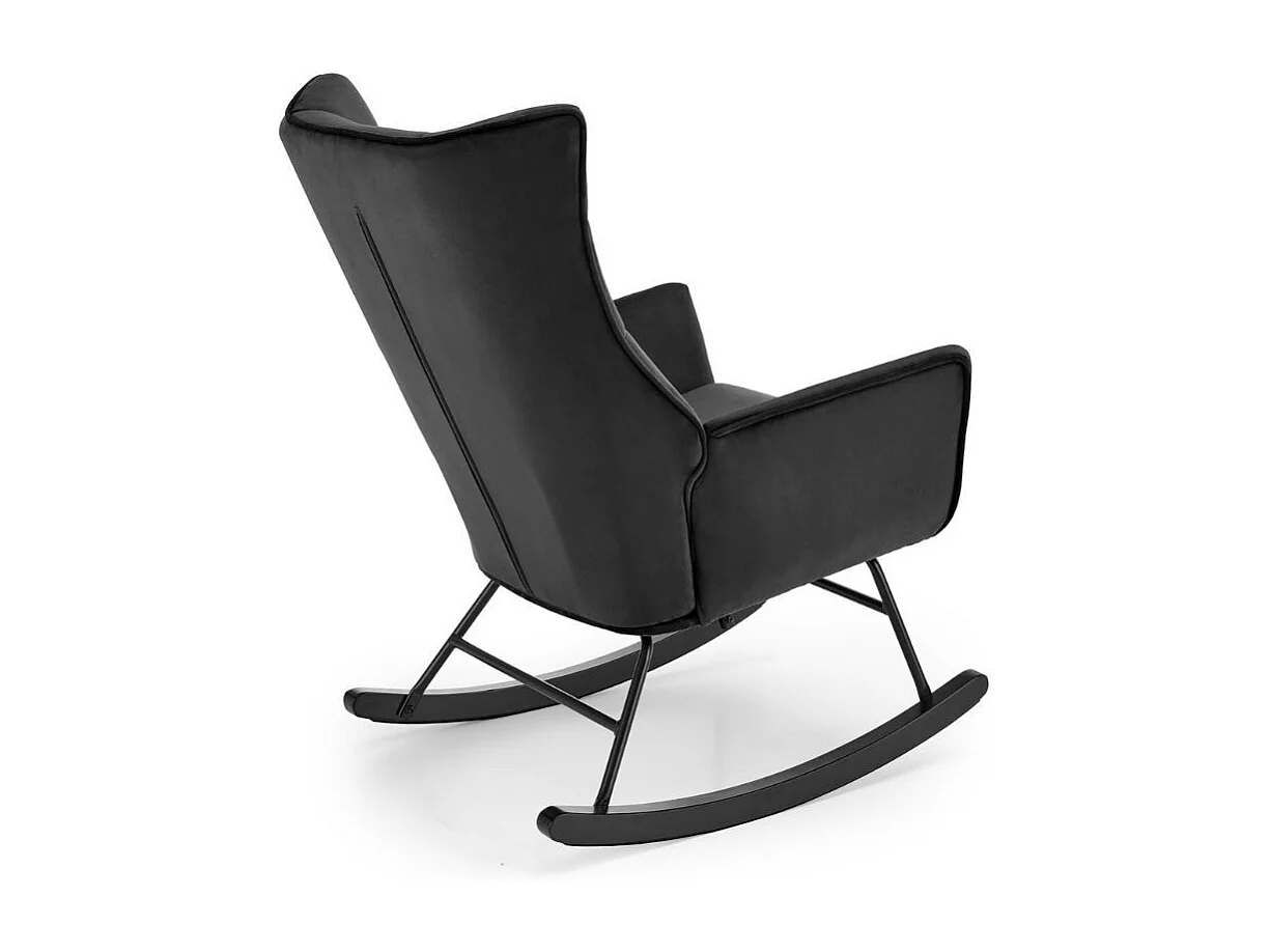 Rocking-chair design en velours noir avec accoudoirs Market