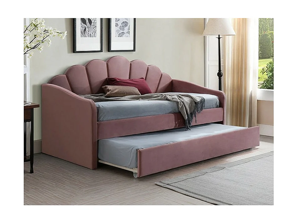 Łóżko tapicerowane BELLA VELVET 90x200 antyczny róż