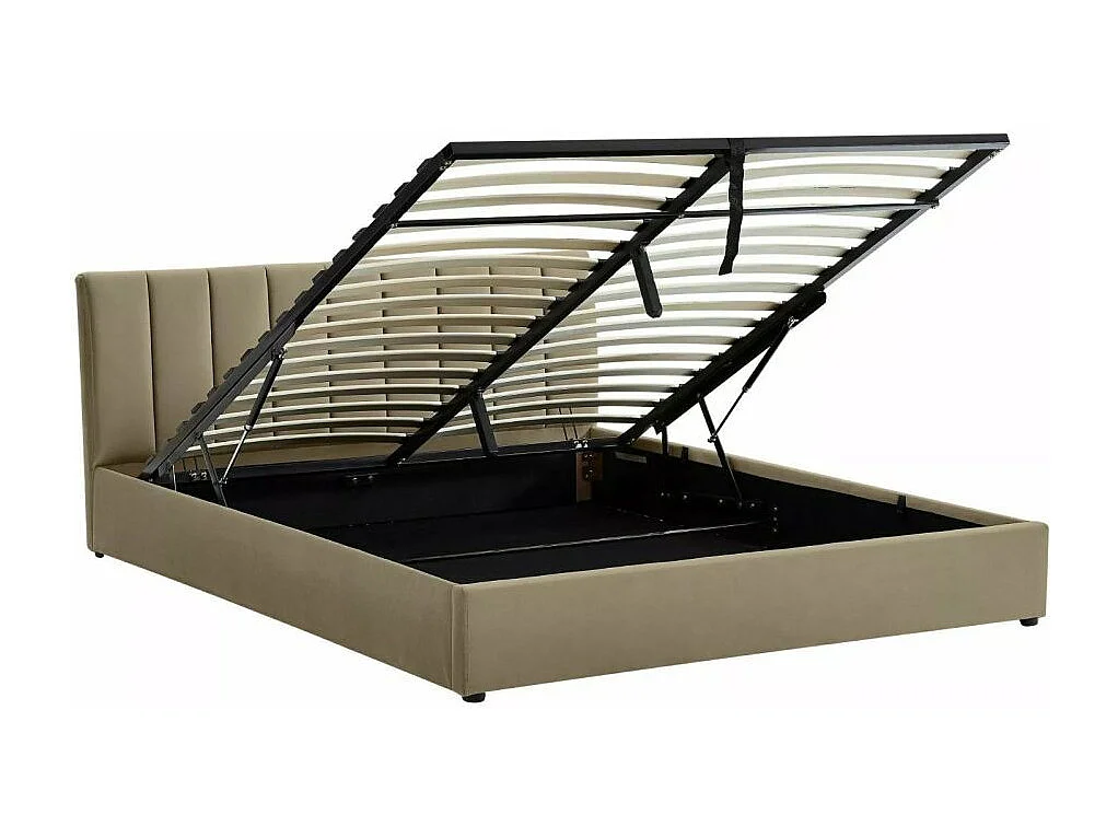 Łóżko tapicerowane MONTREAL VELVET 160x200 beżowe z pojemnikiem