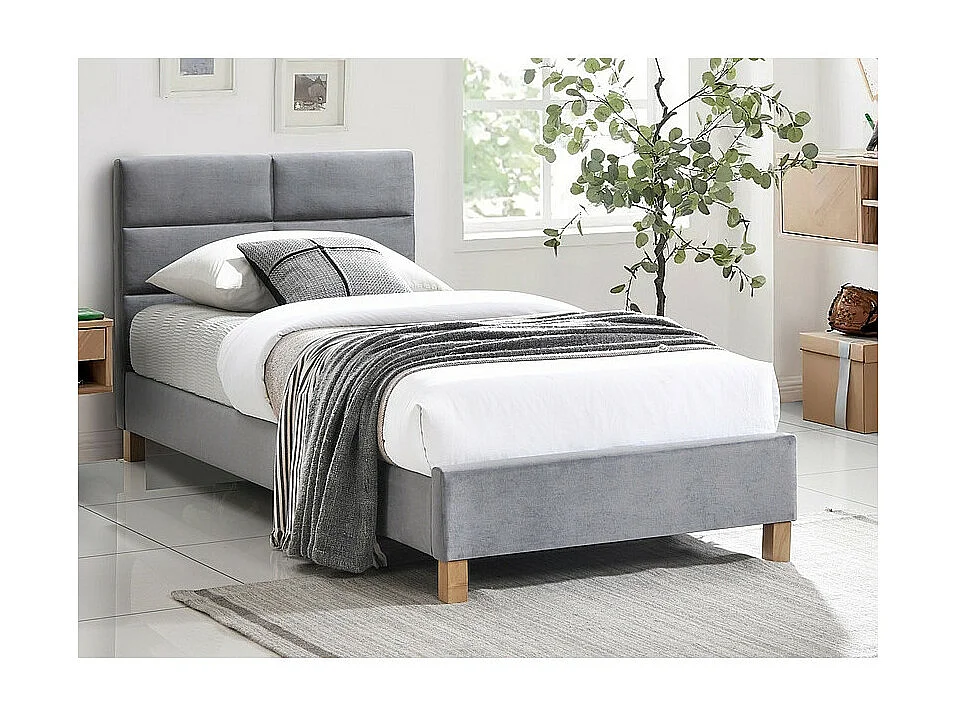 Łóżko tapicerowane SIERRA VELVET 90x200 szare