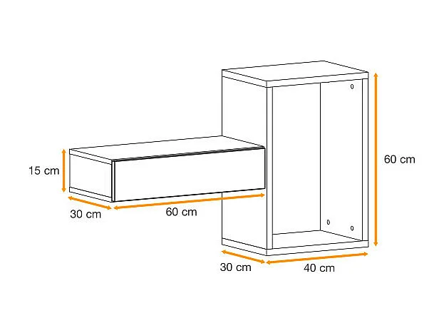 Étagère Murale & Tiroir Design "Easy" 100cm Noir