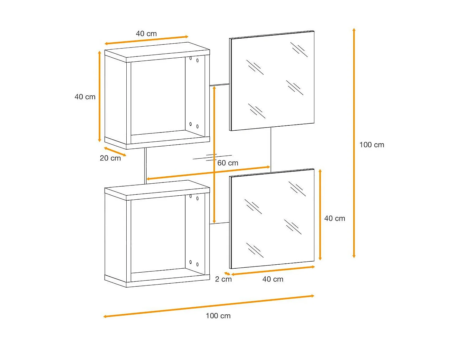 Lustro do przedpokoju EASY czarne/dąb wotan