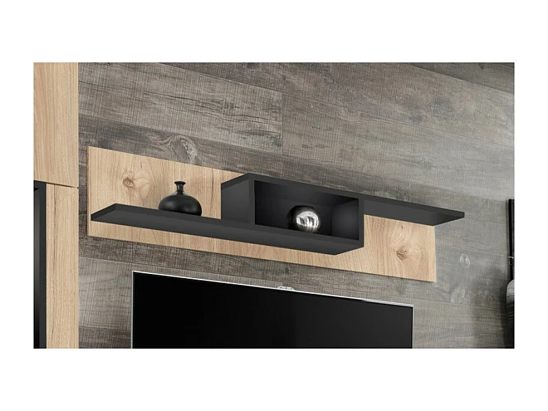 Étagère Murale "Cross" 150cm Naturel & Noir