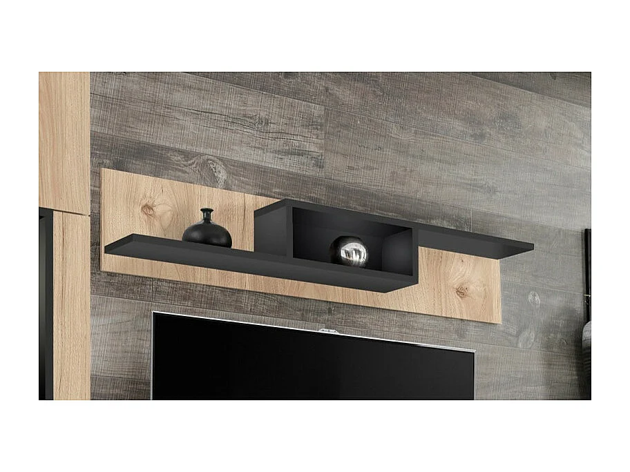 Étagère Murale "Cross" 150cm Naturel & Noir