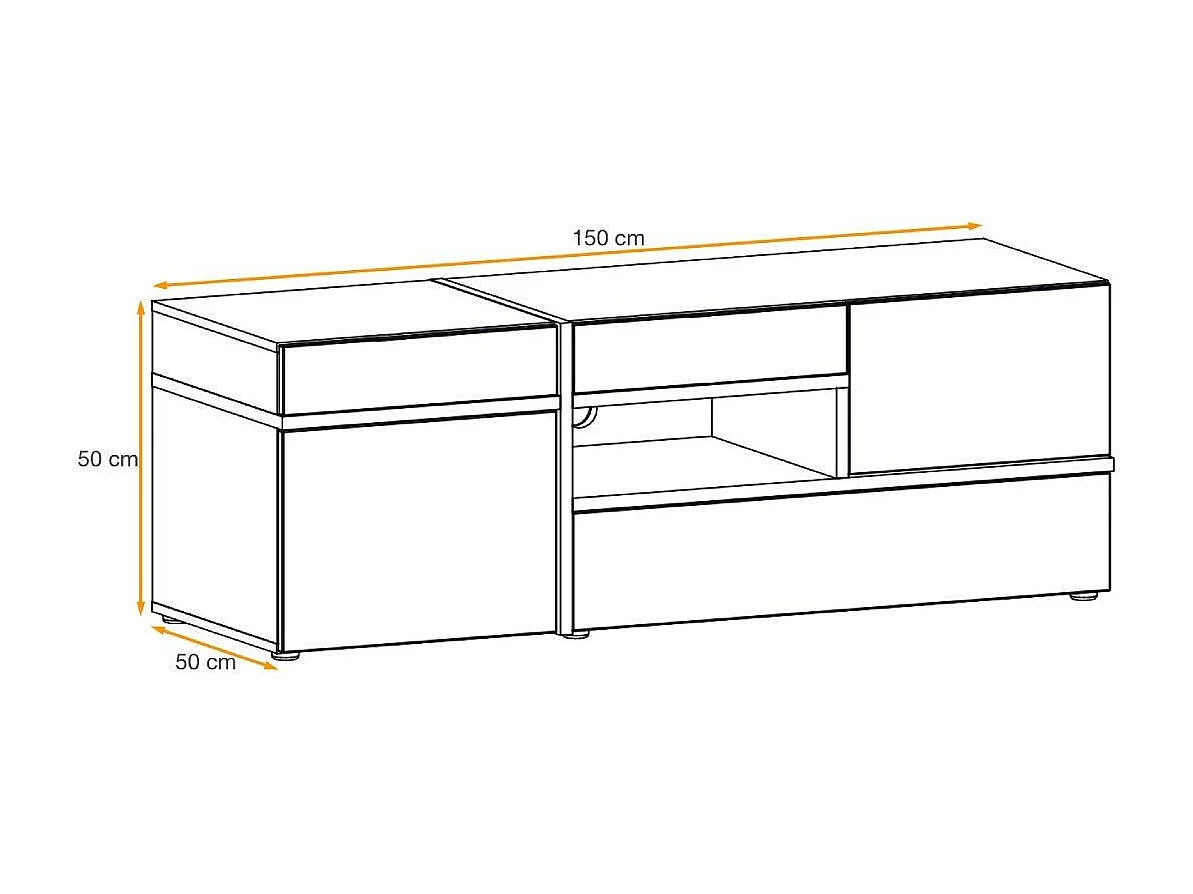 Meuble TV Design LED "Cross" 150cm Naturel