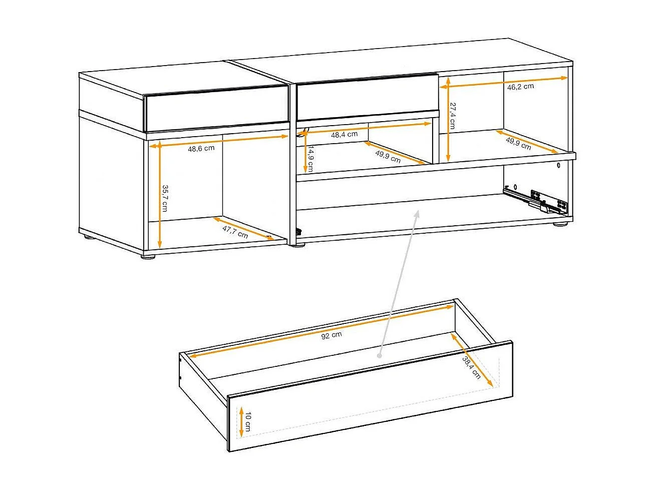 Meuble TV Design LED "Cross" 150cm Naturel