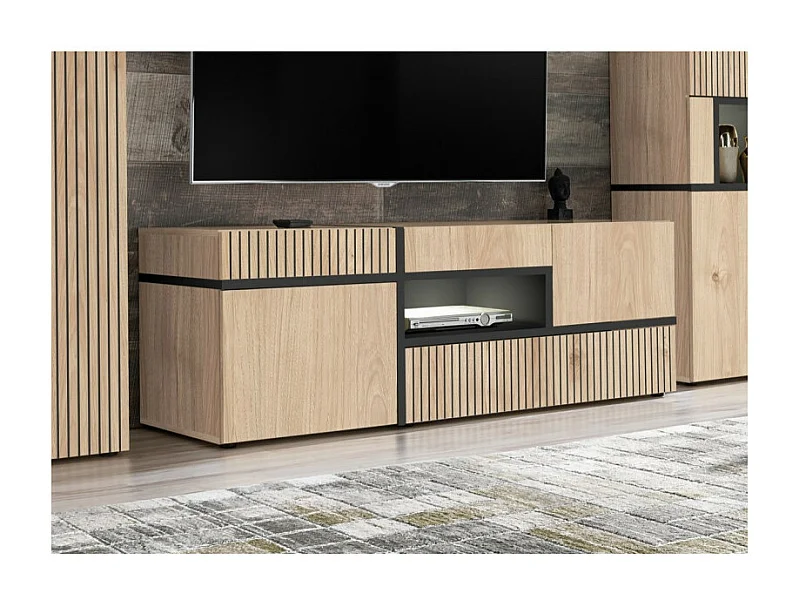 Szafka RTV CROSS LED 150 hickory jackson/czarna