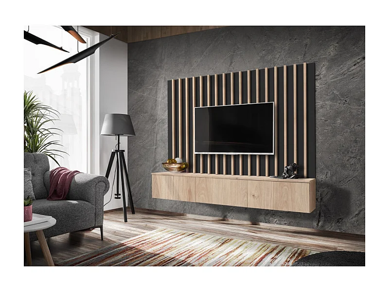 Szafka RTV VERTI 180 hickory jackson + panel ścienny