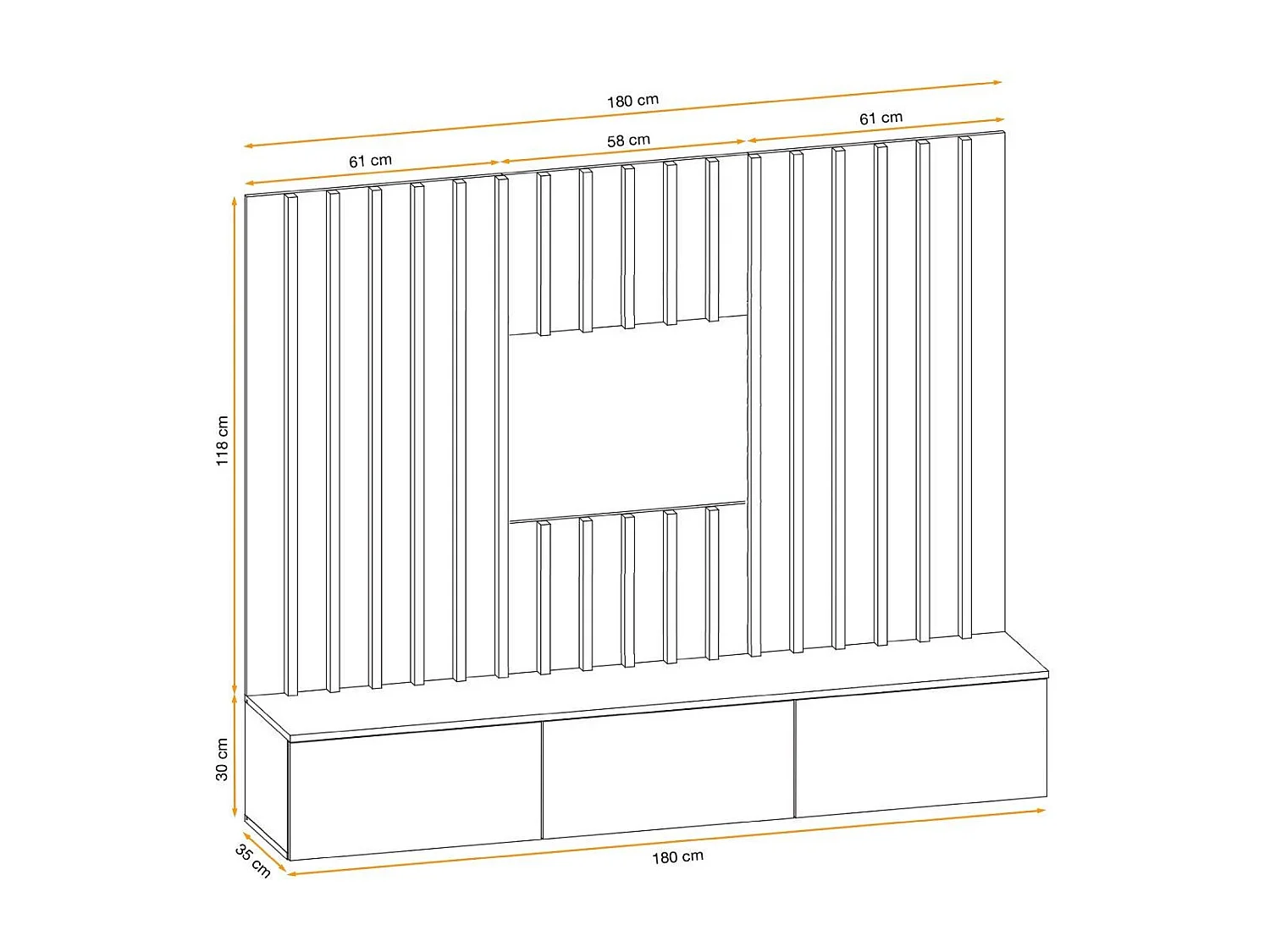 Szafka RTV VERTI 180 hickory jackson + panel ścienny